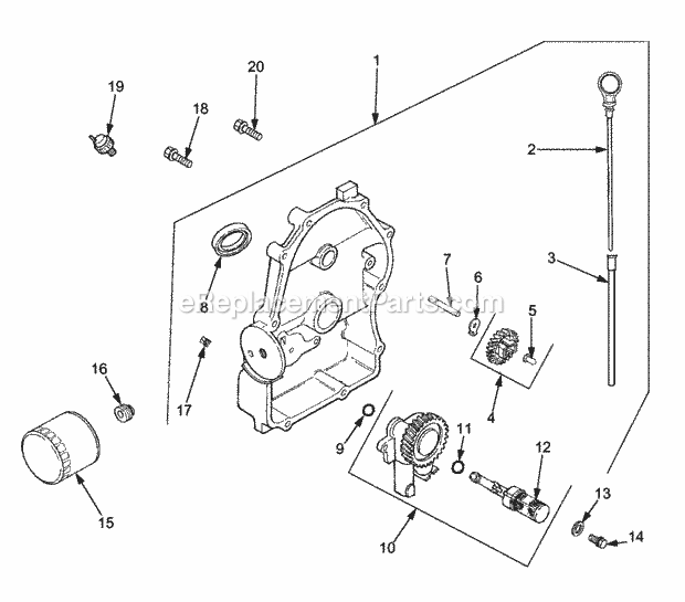 Oil Pan/Lubrication Diagram and Parts List for GT3204 14A-671-710 Cub Cadet Lawn Tractor